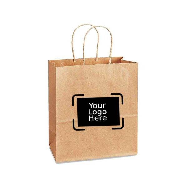 12" x 9" x 15" Custom Printed Kraft Twisted Handle Paper Bags (150/CS)