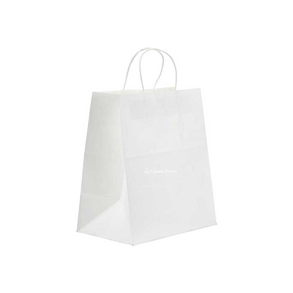 8 X 4.25 X 10.25 Heavy Duty White Twisted Handle Paper Bags 250/Case -  Canada Brown