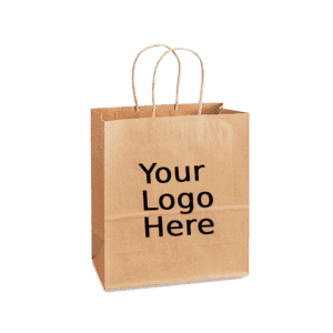 10" x 6.75" x 12" Custom Printed Kraft Twisted Handle Paper Bags (250/CS)