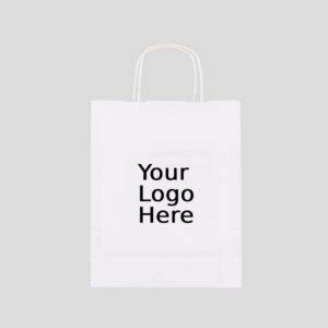 8" X 4.25" X 10.25" Custom Printed White Twisted Handle Paper Bags (250/CS)