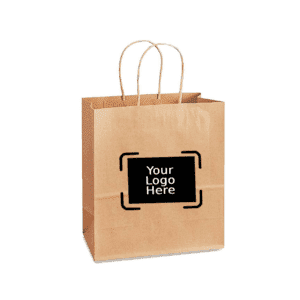 8" X 4.25" X 10.25" Custom Printed Kraft Twisted Handle Paper Bags (250/CS)