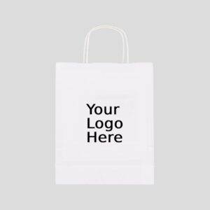 12" x 7" x 17" Custom Printed White Twisted Paper Bags (250/CS)