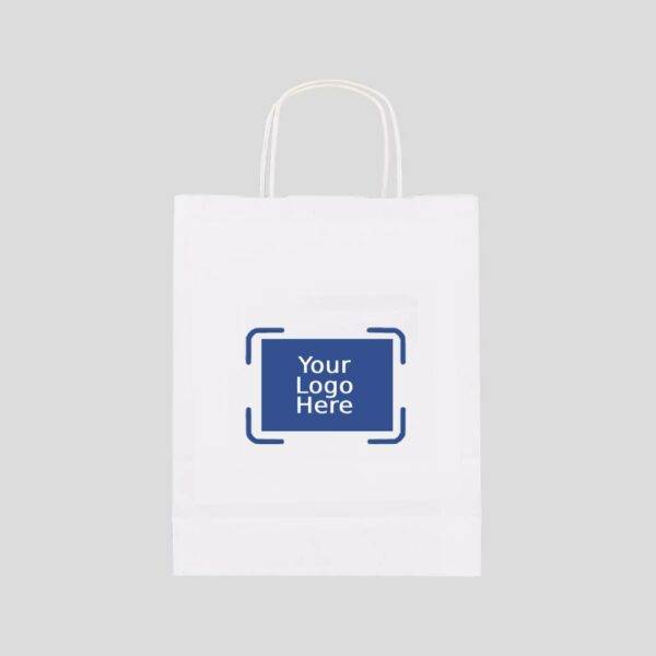 12" x 7" x 17" Custom Printed White Twisted Paper Bags (250/CS)