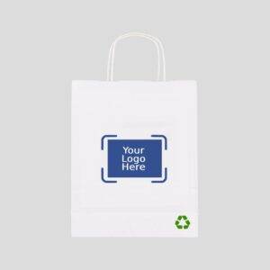 12" x 7" x 17" Custom Printed White Twisted Paper Bags (250/CS)