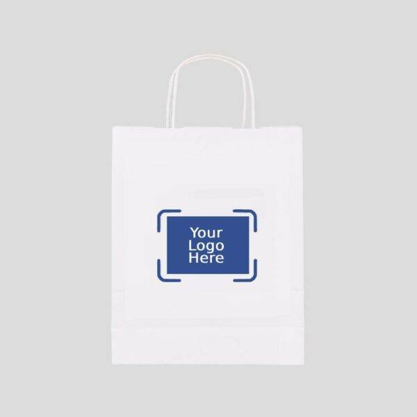 12" x 9" x 15" Custom Printed White Twisted Handle Paper Bags (150/CS)