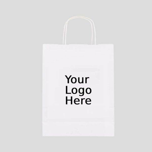 14" x 10" x 15.75" Custom Printed White Twisted Handle Paper Bags (150/CS)