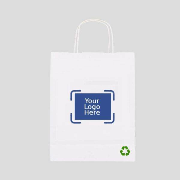 14" x 10" x 15.75" Custom Printed White Twisted Handle Paper Bags (150/CS)