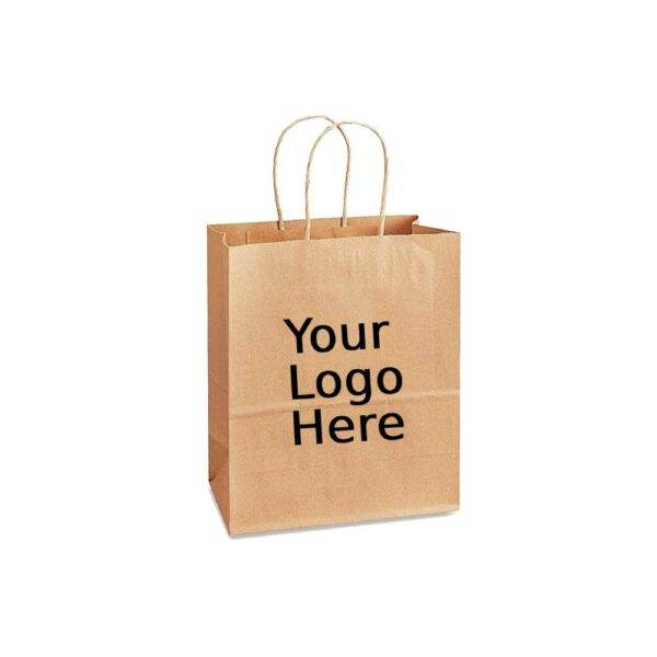 5.25" x 3.5" x 8.25" Custom Printed Kraft Twisted Paper Bags (250/CS)