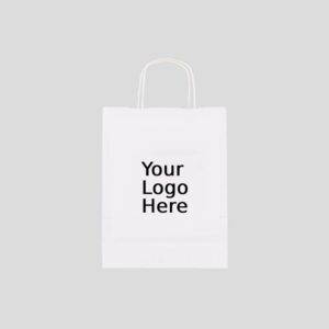 5.25" x 3.5" x 8.25" Custom Printed White Twisted Rope Handle Paper Bags (250/CS)