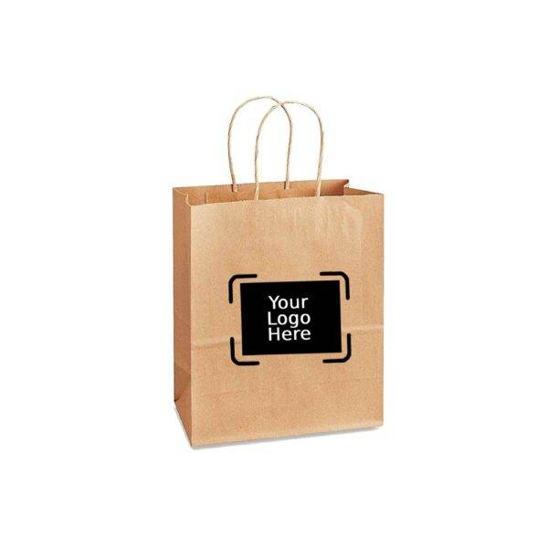 5.25" x 3.5" x 8.25" Custom Printed Kraft Twisted Paper Bags (250/CS)