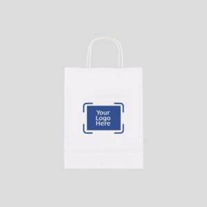 5.25" x 3.5" x 8.25" Custom Printed White Twisted Rope Handle Paper Bags (250/CS)