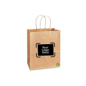 5.25" x 3.5" x 8.25" Custom Printed Kraft Twisted Paper Bags (250/CS)