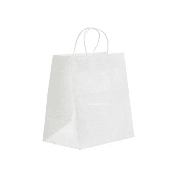 7" X 3.5" X 8" White Twisted Handle Paper Bags (250/CS)