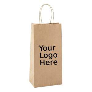 5.25" x 3.25" x 13.125" Custom Printed Kraft Twisted Handle Paper Bags (250/CS)