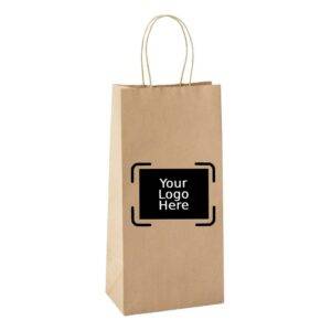 5.25" x 3.25" x 13.125" Custom Printed Kraft Twisted Handle Paper Bags (250/CS)