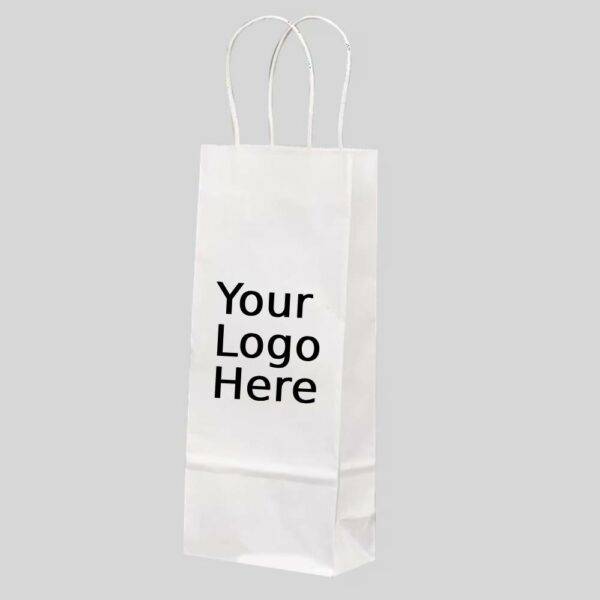 5.25" x 3.25" x 13.125" Custom Printed White Twisted Handle Paper Bags (250/CS)