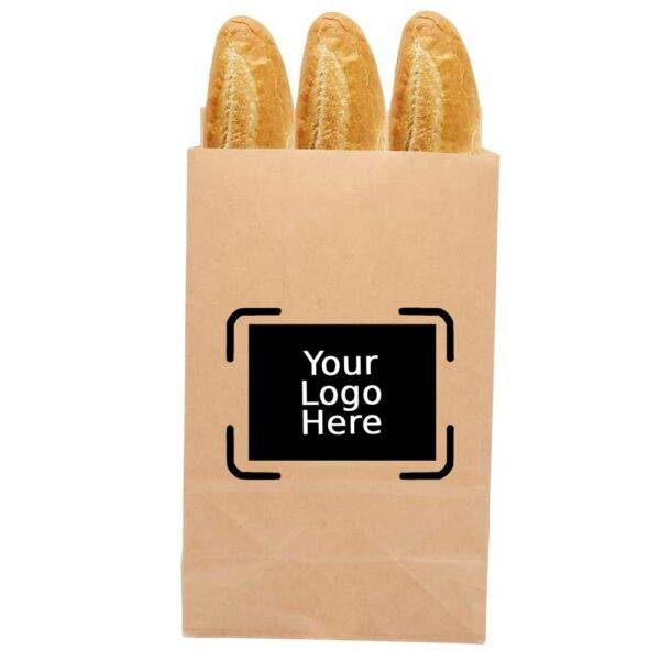 Custom Printed Natural Paper Natural Grease Resistant Bread Bag (1000/CS) 7" x 4" x 12"