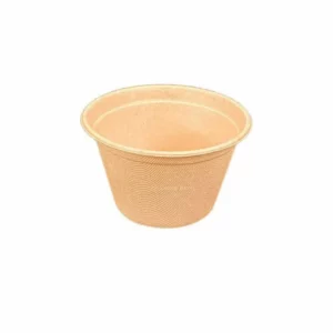 12oz Custom Printed Sugar Cane Natural Fibre Barrel Bowl (100% Compostable) (1000/Case)